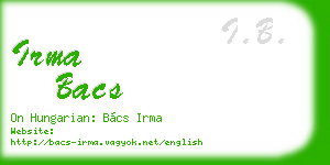 irma bacs business card